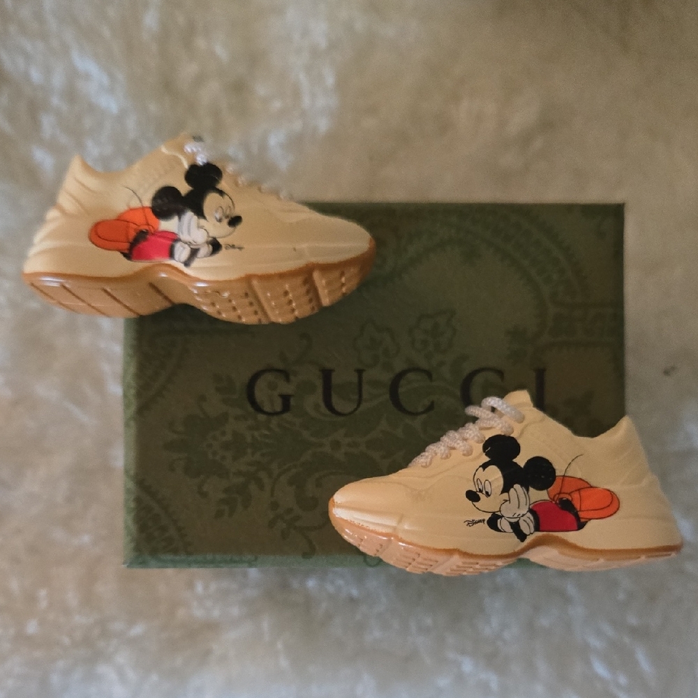 Labubu Shoes Cream Sneakers with Mickey Mouse Design